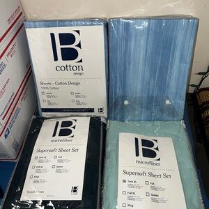 Blue and Black Microfiber Sheet Set
